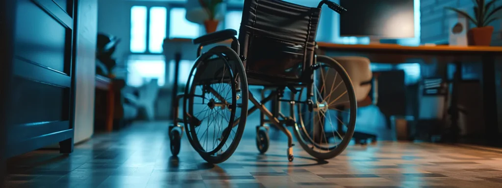 someone in a wheelchair easily maneuvering under a desk with ample knee clearance.