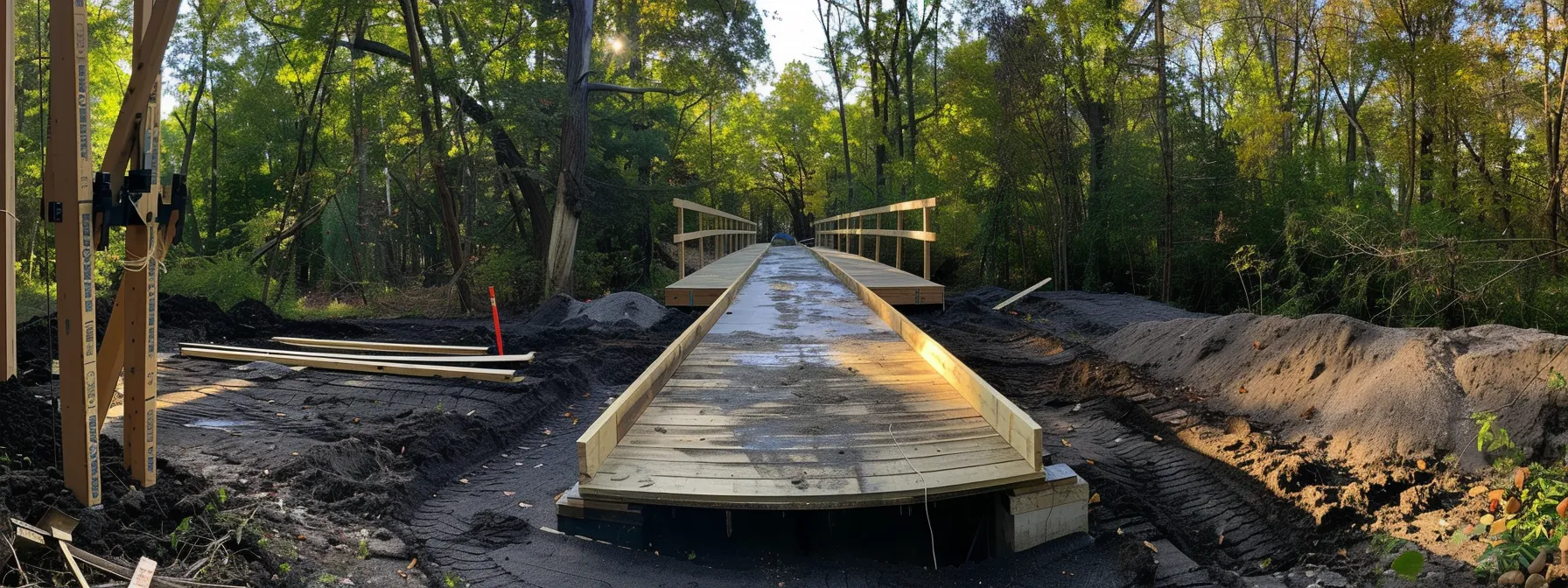 a ramp being built with precise measurements to meet ada height requirements.