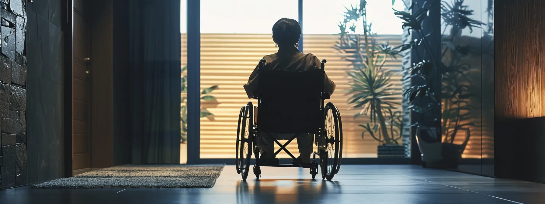 a person in a wheelchair easily accessing a door with smooth and rounded edges.