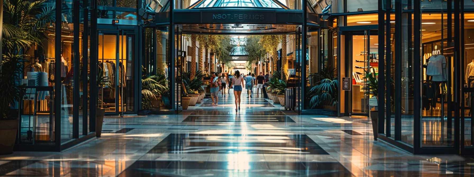 automated doors at a bustling shopping mall symbolize a commitment to inclusivity and ada compliance.