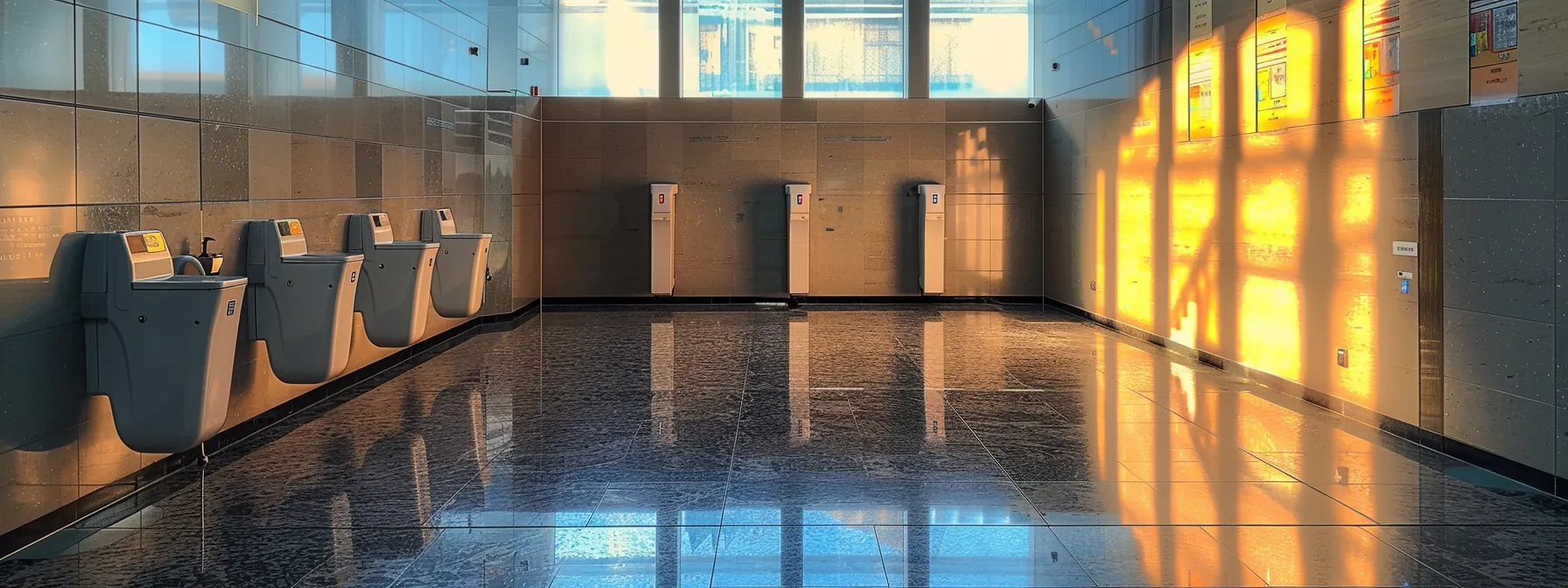 a public restroom with a visible emergency call system that includes both audible sirens and visual alerts.