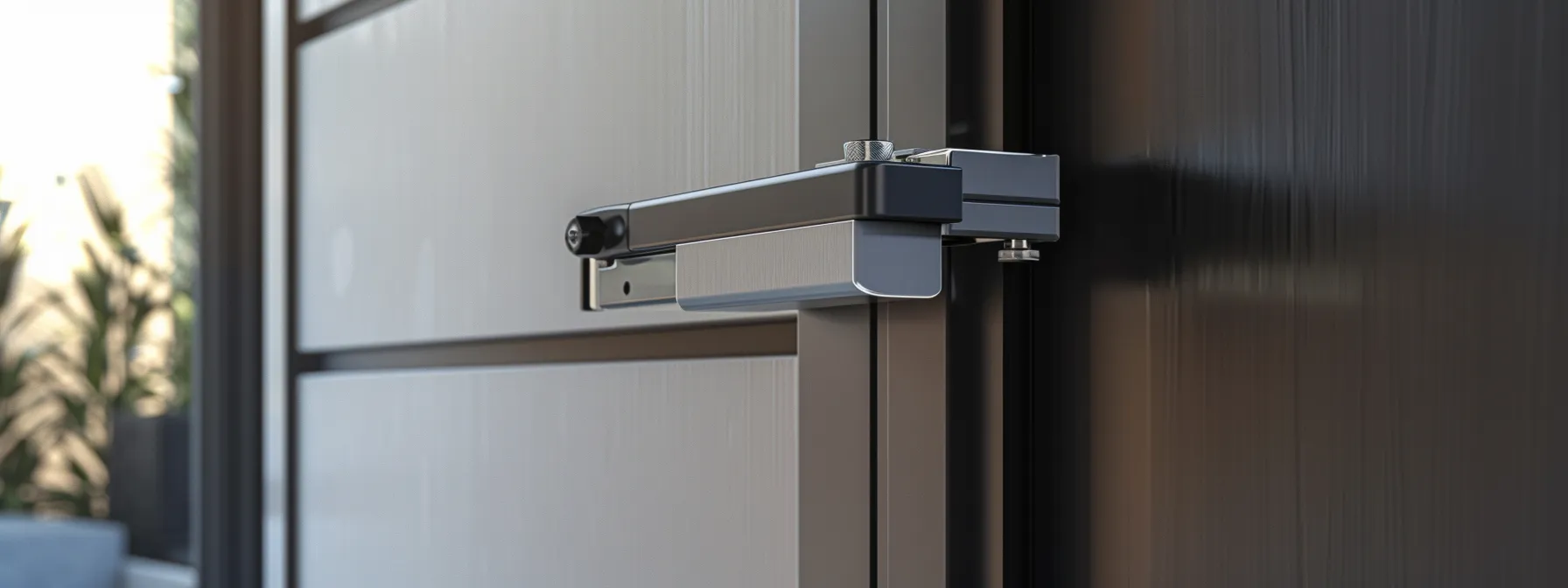 a door closer being installed on a newly constructed door with careful attention to dimensions for smooth operation.