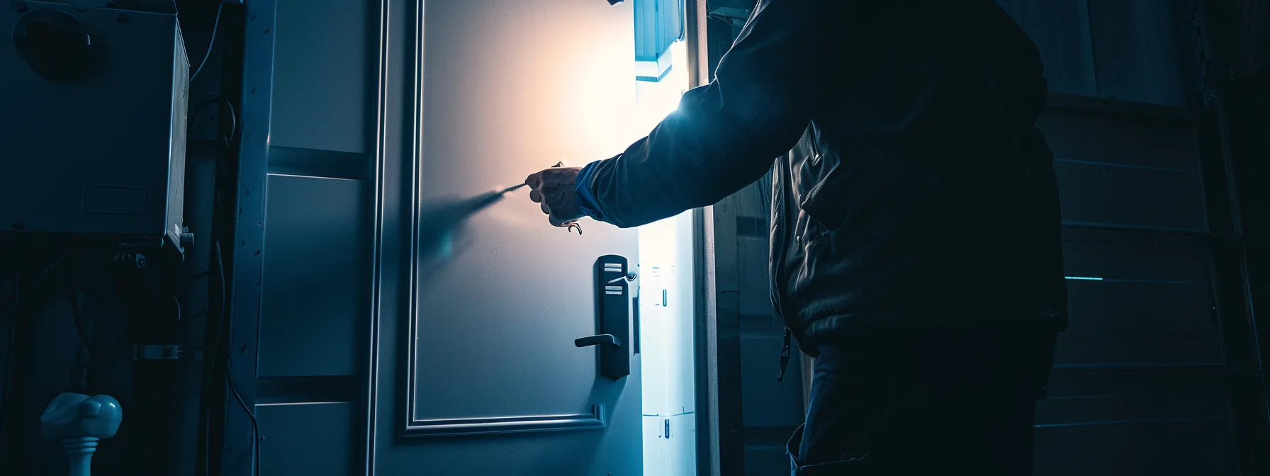 a person retrofitting a door to maximize accessibility in a tight space, showcasing an innovative solution to ada door clearance challenges.