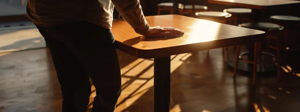 a person adjusting the height of a table to ensure proper knee clearance for ada compliance.