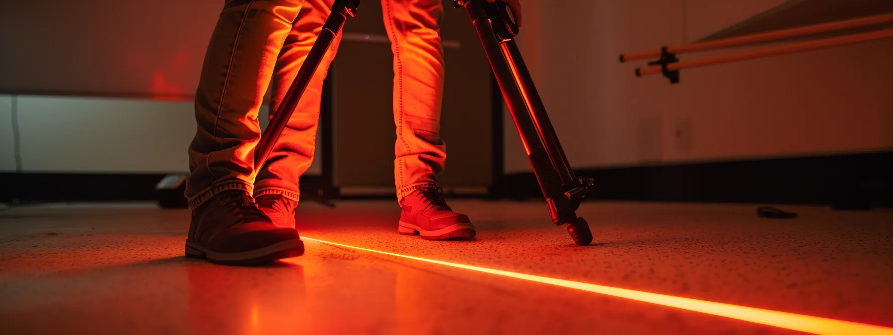 a person using a laser distance meter to measure ada knee clearance.