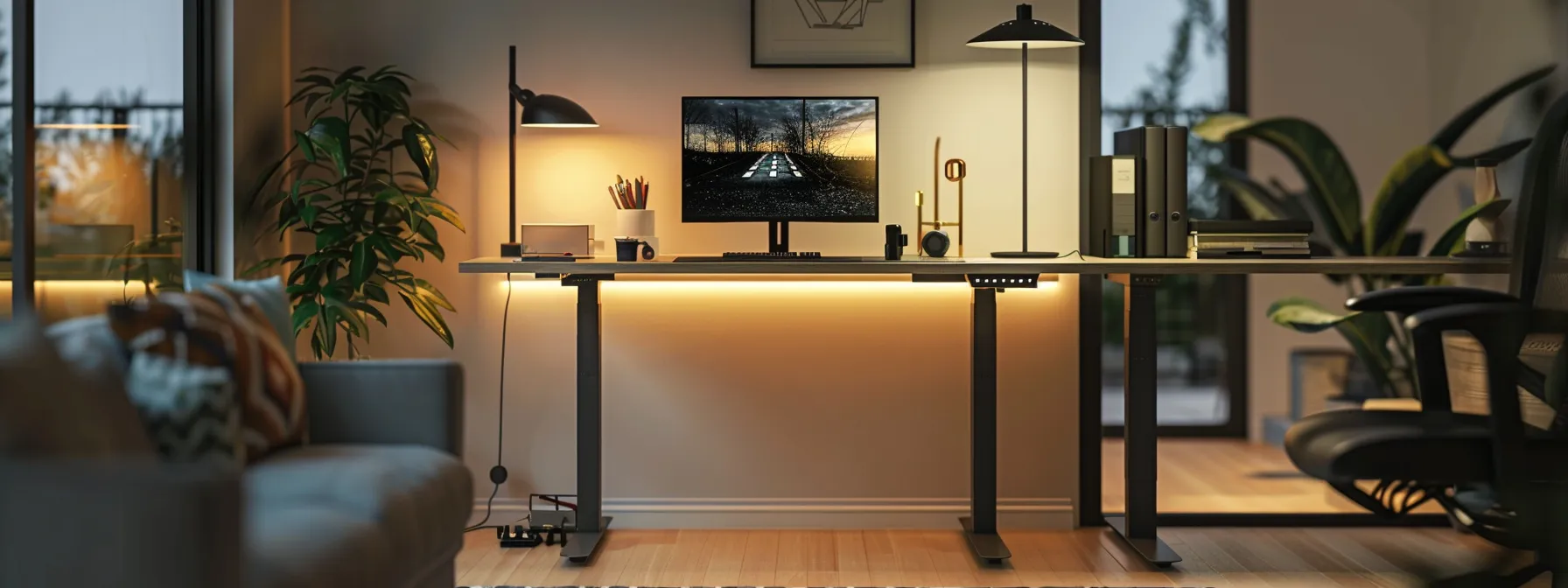 an adjustable height desk designed for accessibility, featuring smart technology and inclusive design principles to cater to diverse user experiences.